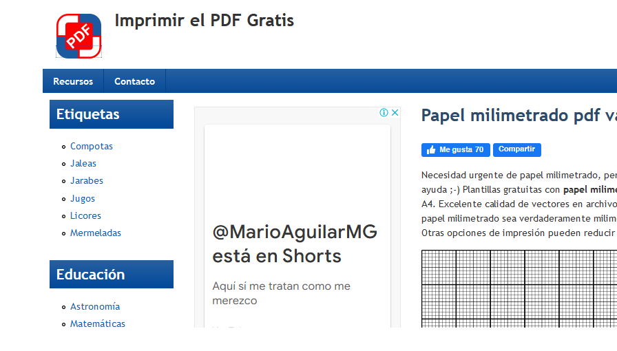 Tipos de papel Milimetrico